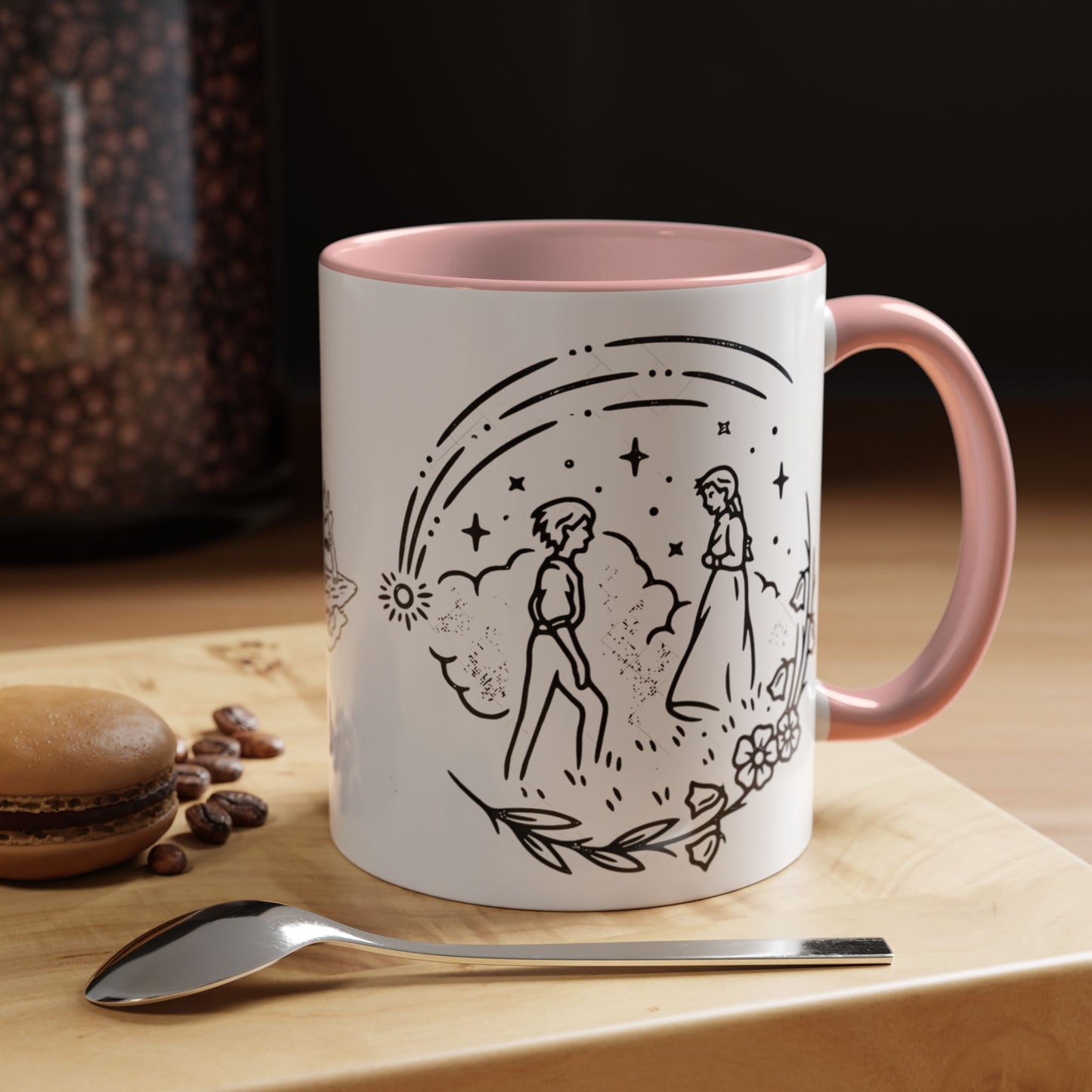 Calcifer Accent Mug – Howl’s Moving Castle Cup with Colored Handle – Studio Ghibli Gift 11oz & 15oz