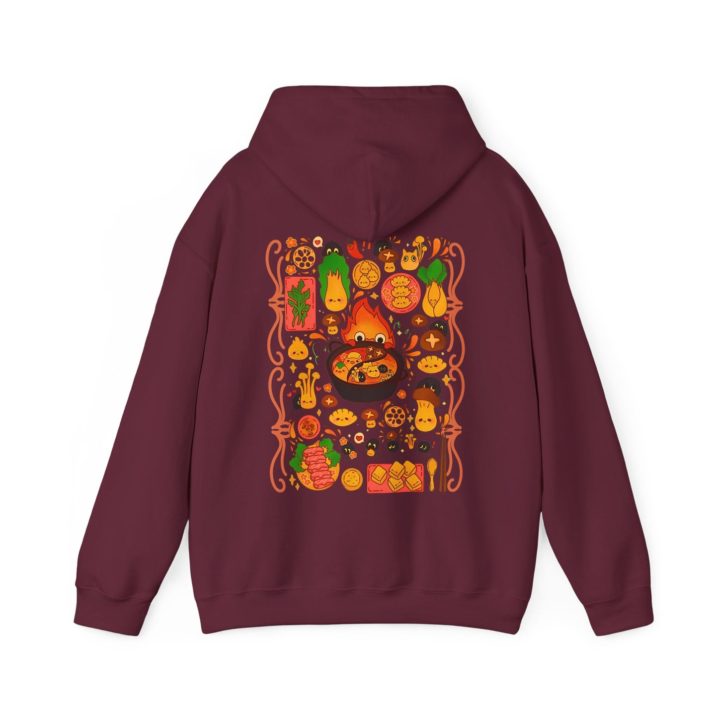 Calcifer Breakfast Back Print Hoodie – 100% Cotton Howl’s Moving Castle Studio Ghibli Hoodie