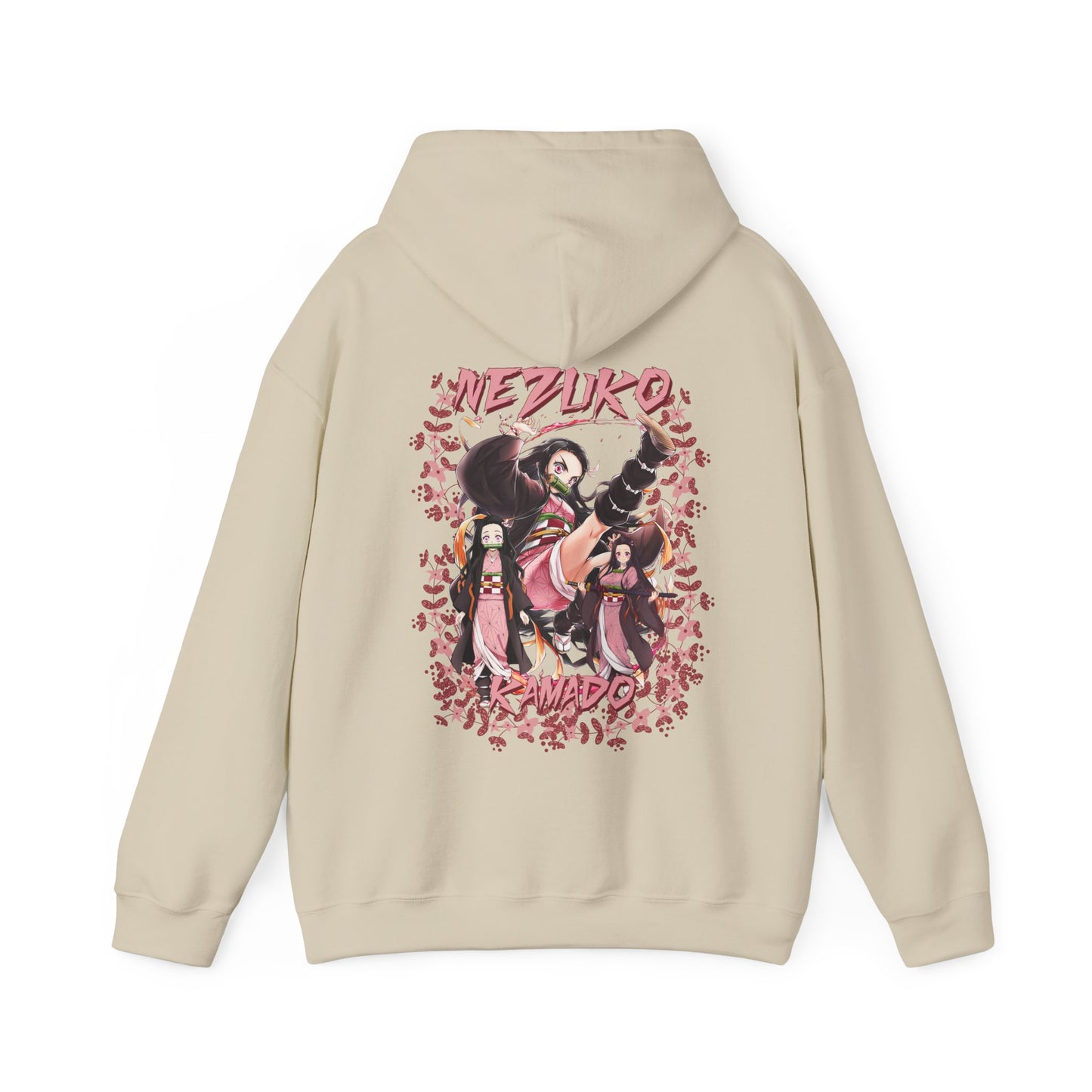Nezuko Kamado Pink Flowers Back Print Hoodie – 100% Cotton Anime Hoodie for Demon Slayer Fans