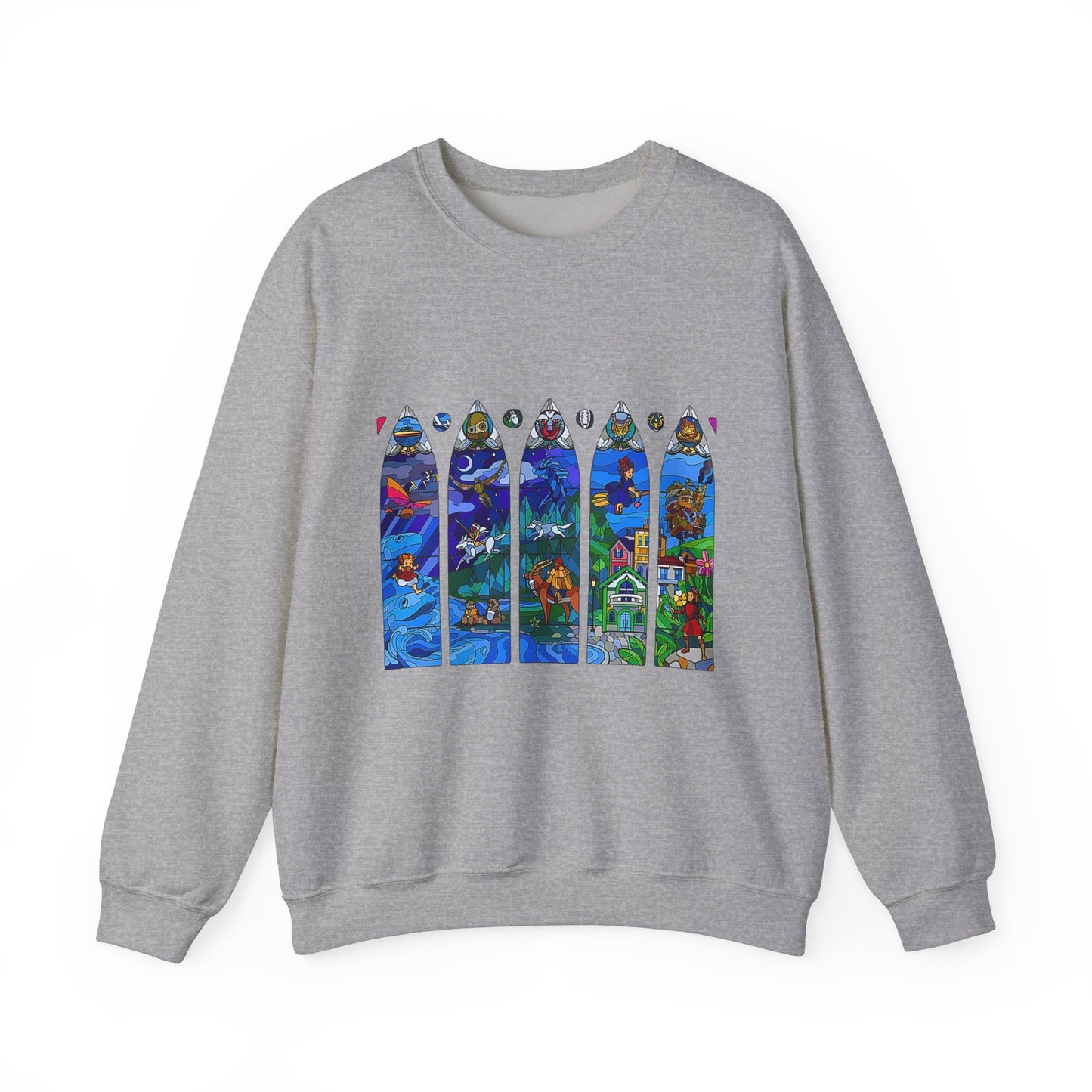 Studio Ghibli Stained Glass Sweatshirt – 100% Cotton Anime Pullover with Vitral-Inspired Design