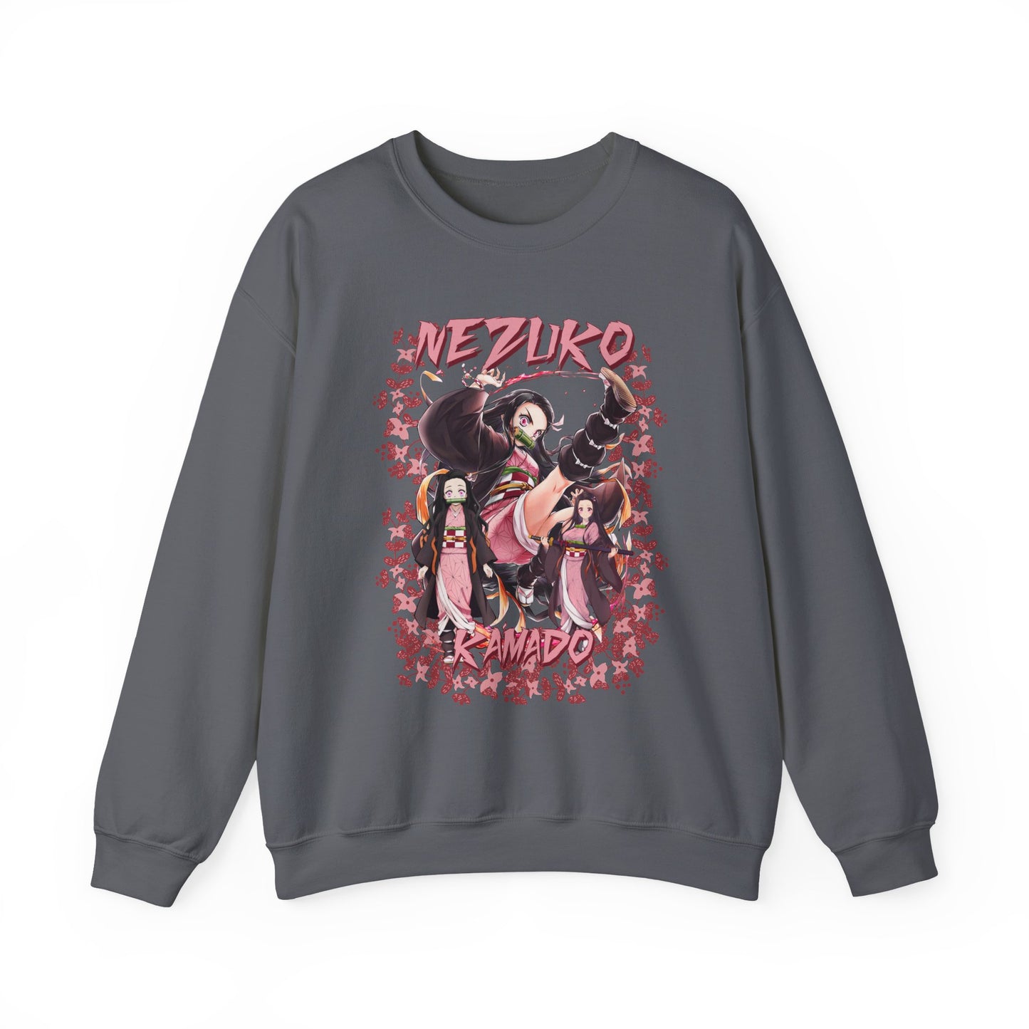Nezuko Kamado Pink Flowers Sweatshirt – 100% Cotton Demon Slayer Anime Pullover