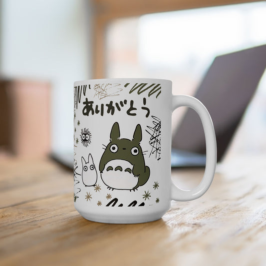 Totoro Sketch Mug – Studio Ghibli Inspired Coffee Cup – 11oz & 15oz Cute Anime Mug for Fans and Collectors