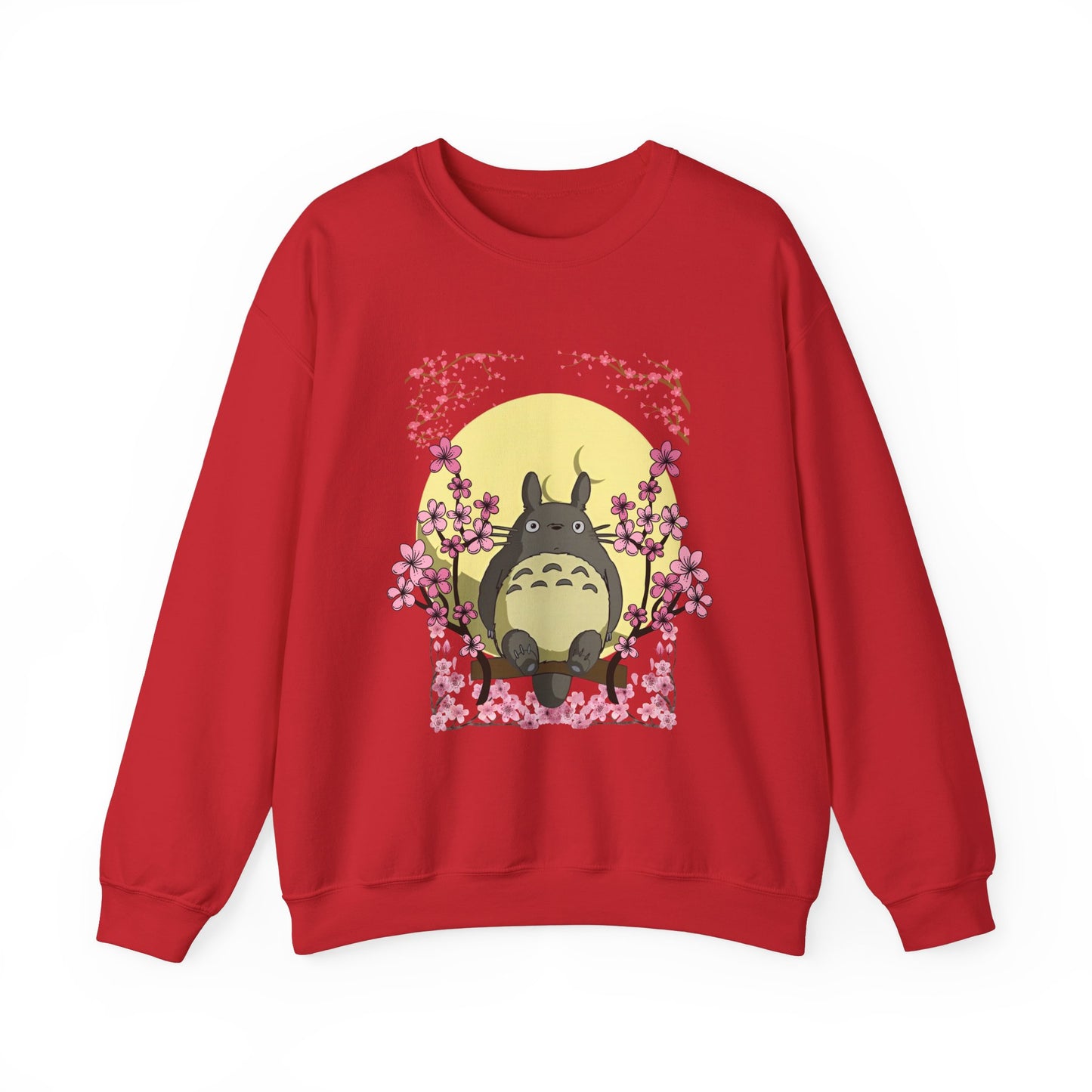 Totoro Sakura Moon Sweatshirt – Cozy 100% Cotton Studio Ghibli Cherry Blossom Pullover