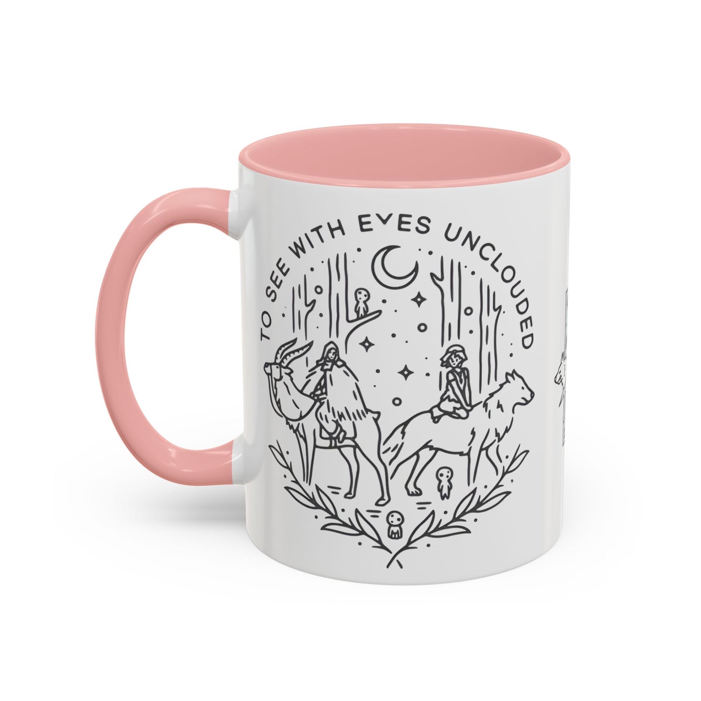 Princess Mononoke Art Accent Mug – Studio Ghibli Coffee Cup with Colored Handle – 11oz & 15oz Ceramic Anime Gift