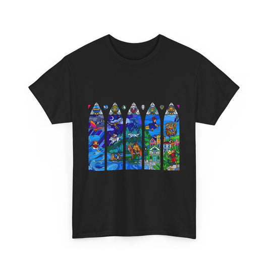 Studio Ghibli Stained Glass T-Shirt – 100% Cotton Anime Tee with Vitral-Inspired Art
