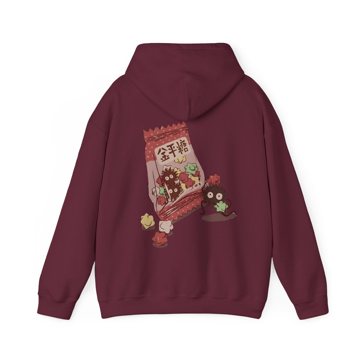 Soot Sprites Candy Back Print Hoodie – 100% Cotton Studio Ghibli Inspired Anime Hoodie