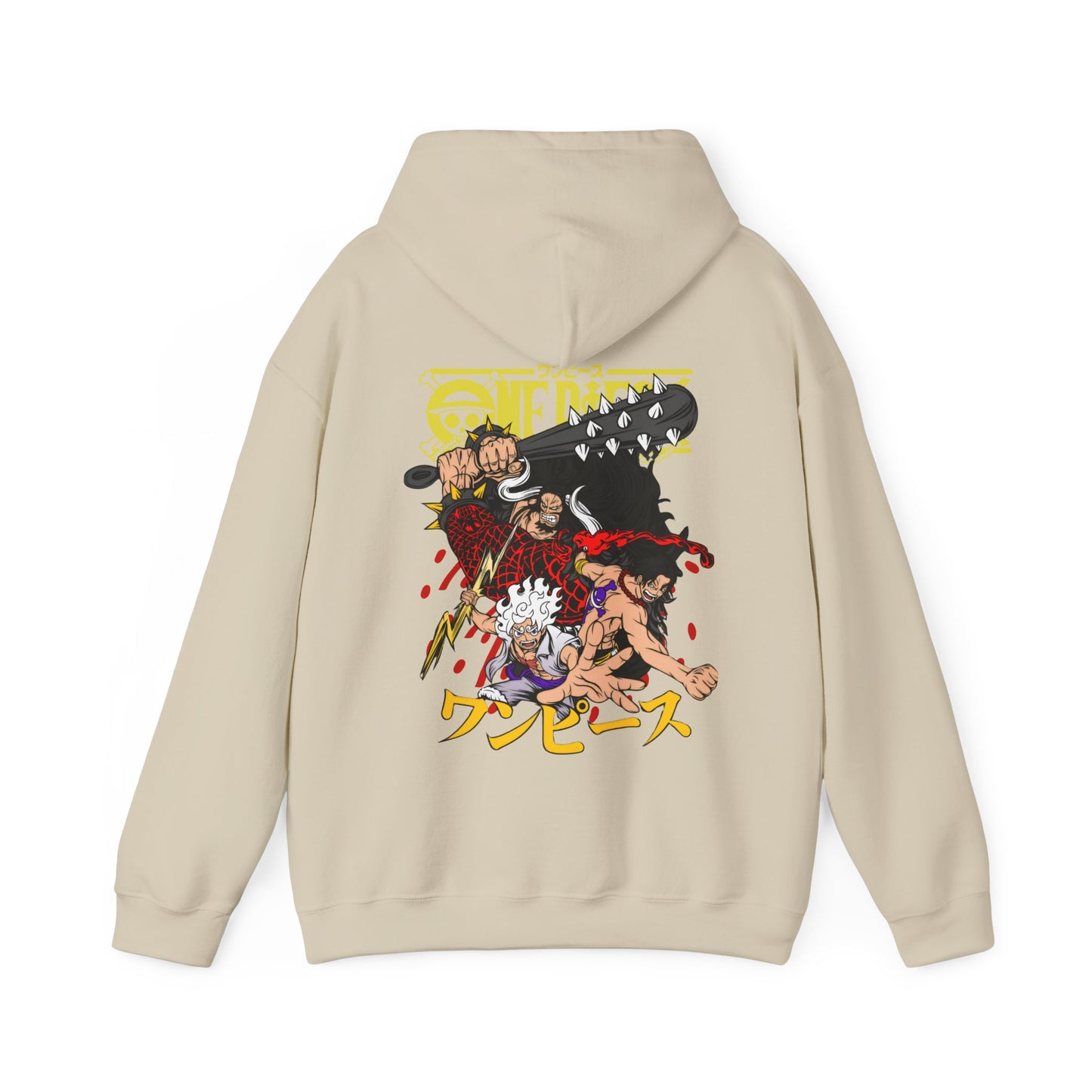 Kaido, Luffy & Ace Back Print Hoodie – 100% Cotton One Piece Anime Sweatshirt