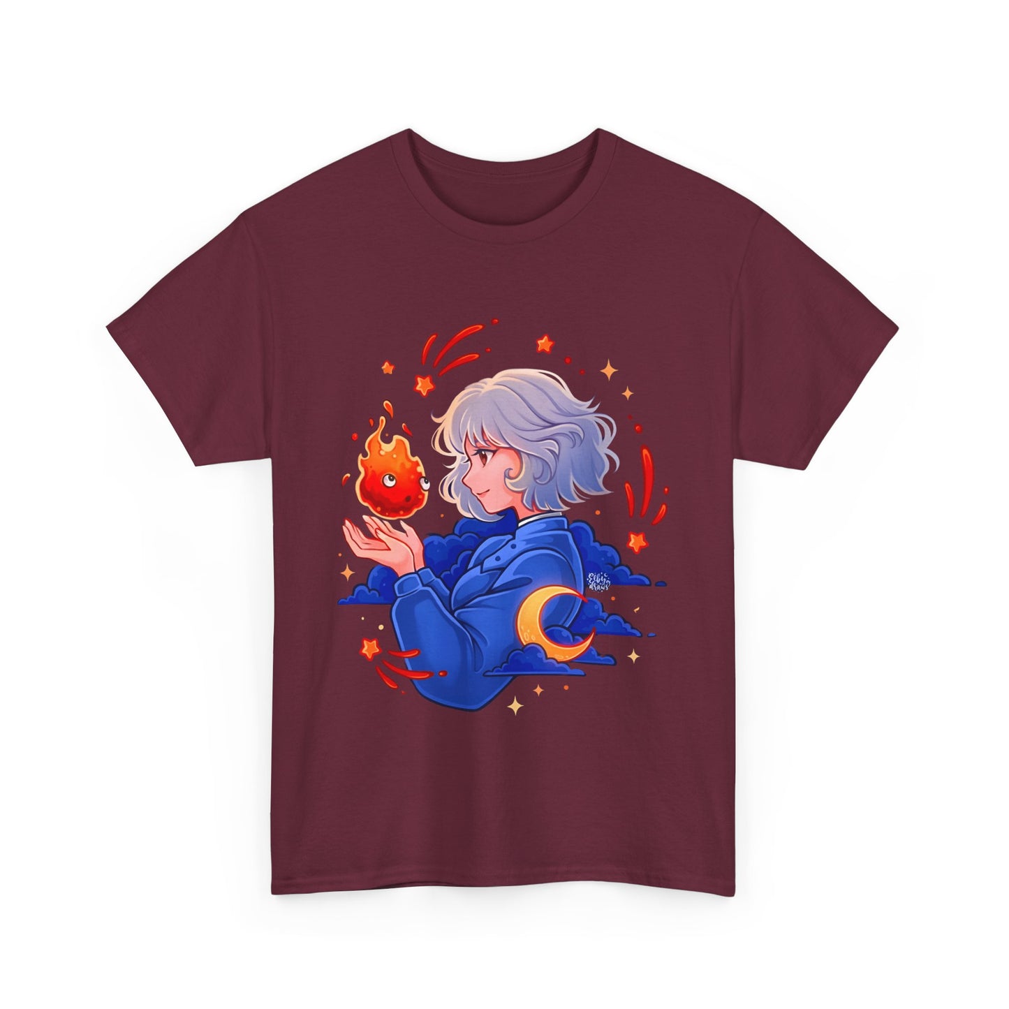 Calcifer and Sophie T-Shirt 100% Cotton Studio Ghibli Fan Tee