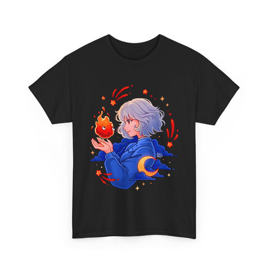 Calcifer and Sophie T-Shirt 100% Cotton Studio Ghibli Fan Tee