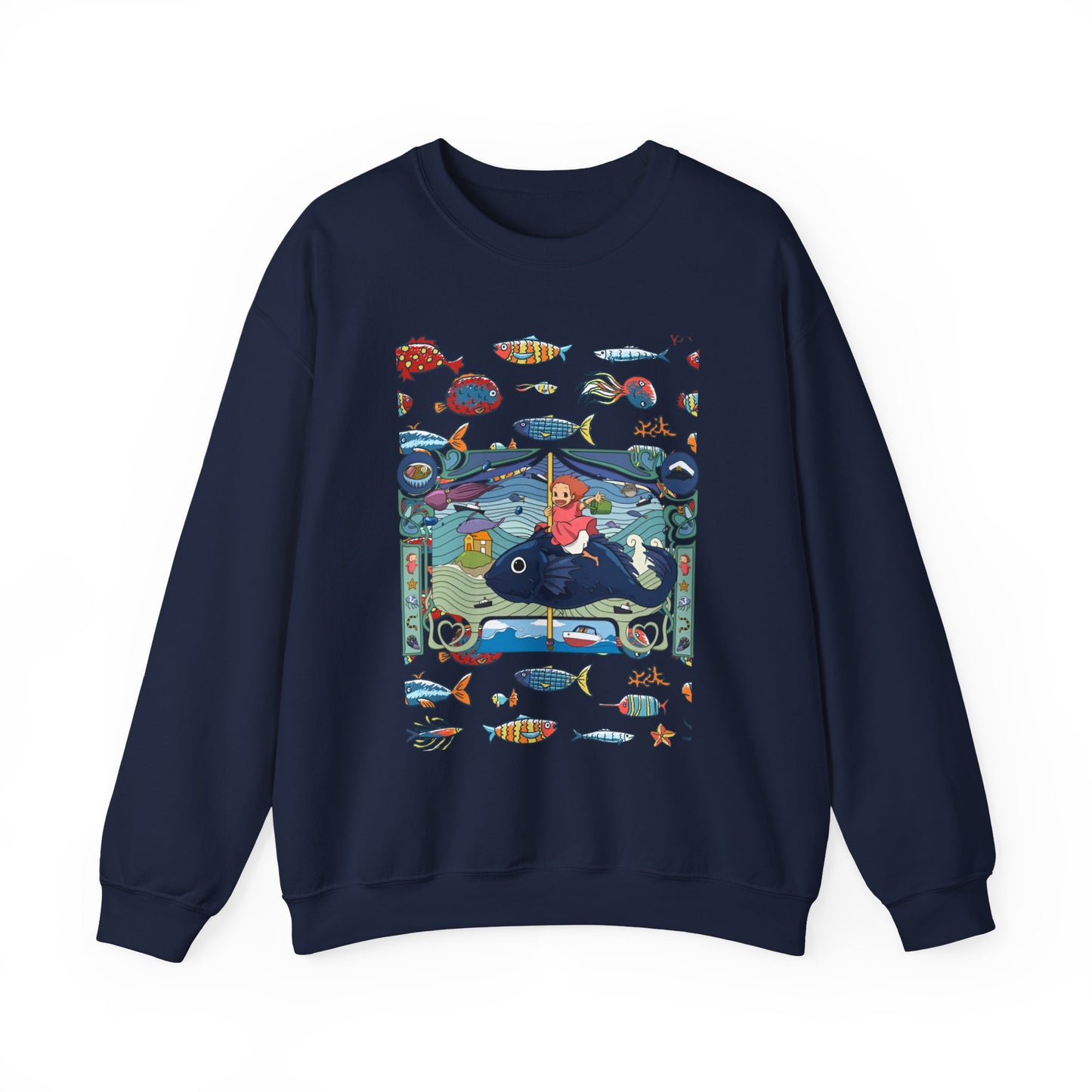 Ponyo Sea Love Sweatshirt – 100% Cotton Studio Ghibli Pullover for Anime and Ocean Lovers