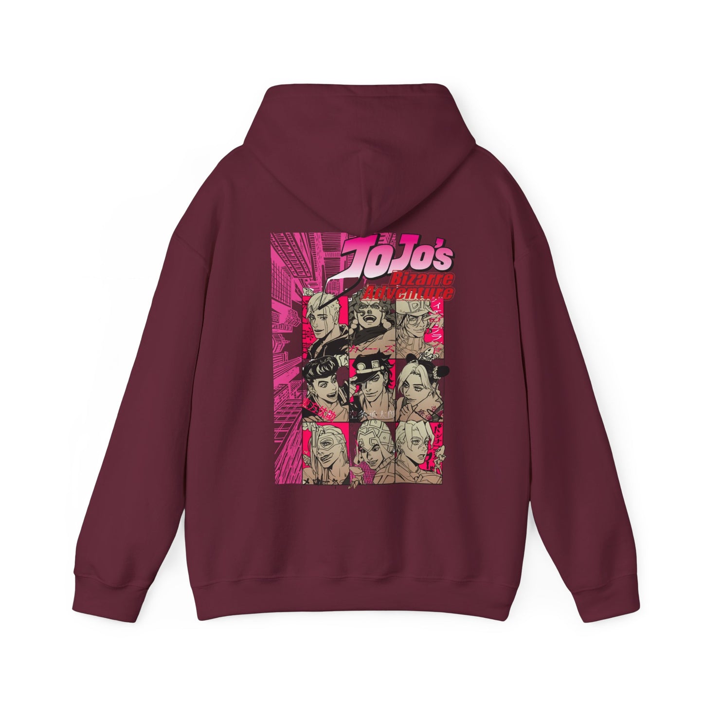 JoJo’s Bizarre Adventure Back Print Hoodie – 100% Cotton Anime Pullover with Stand & Joestar Back Design – Otaku Streetwear