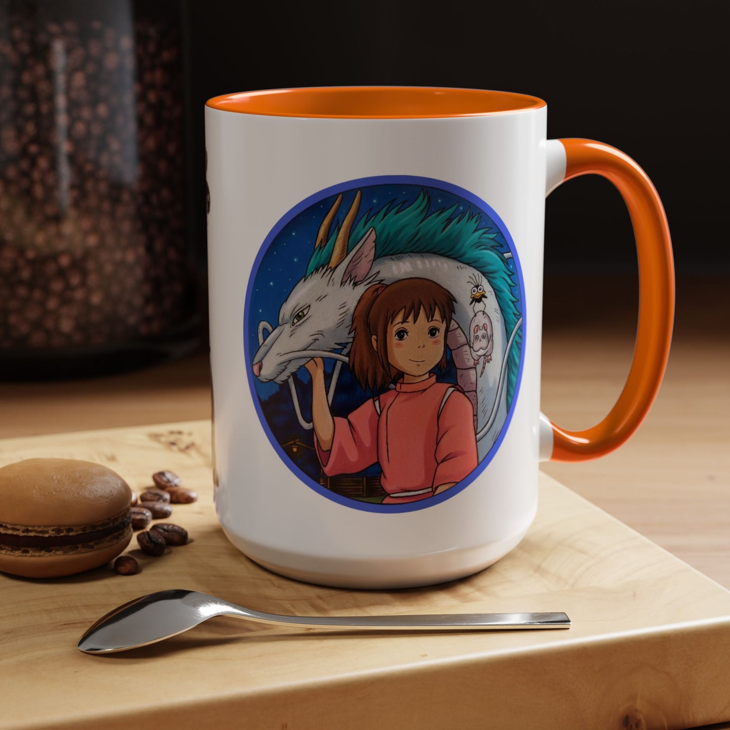 Spirited Away Moments Accent Mug – Color Handle Ghibli Cup 11oz & 15oz – Chihiro and Haku Anime Scene Gift