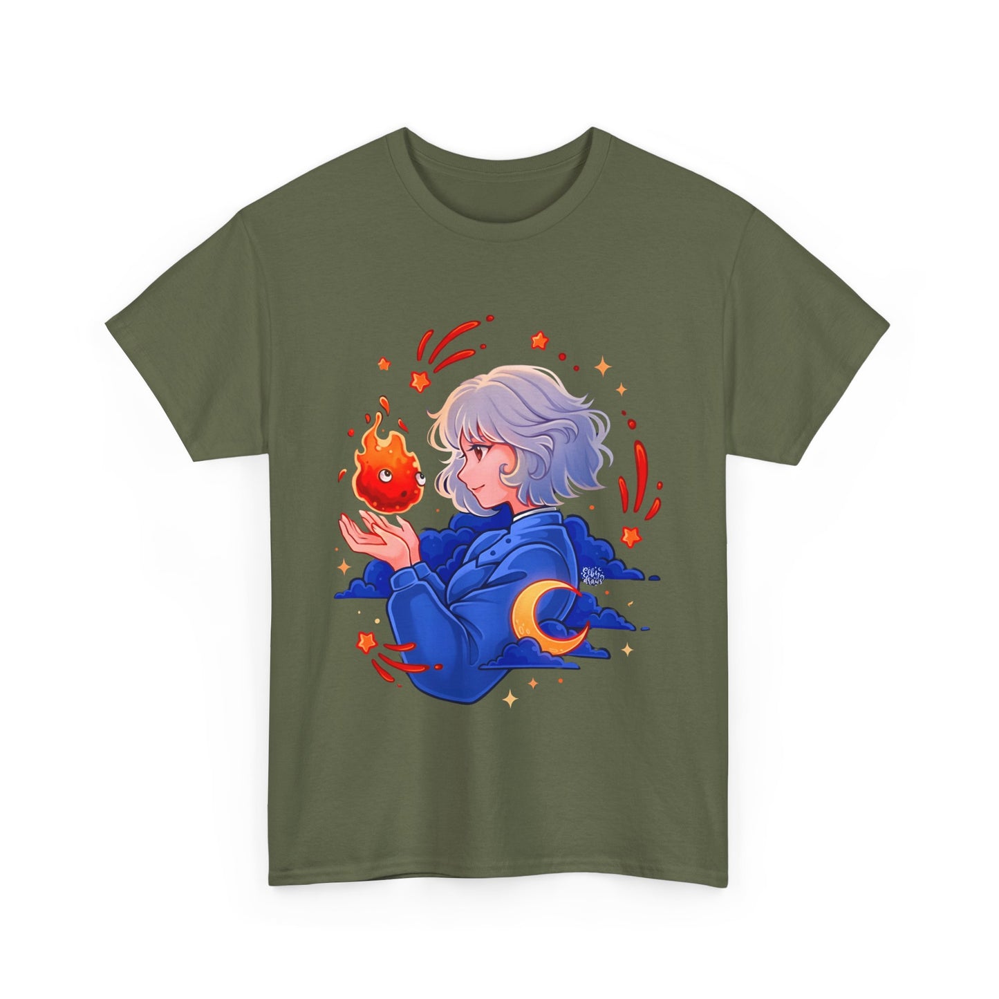 Calcifer and Sophie T-Shirt 100% Cotton Studio Ghibli Fan Tee