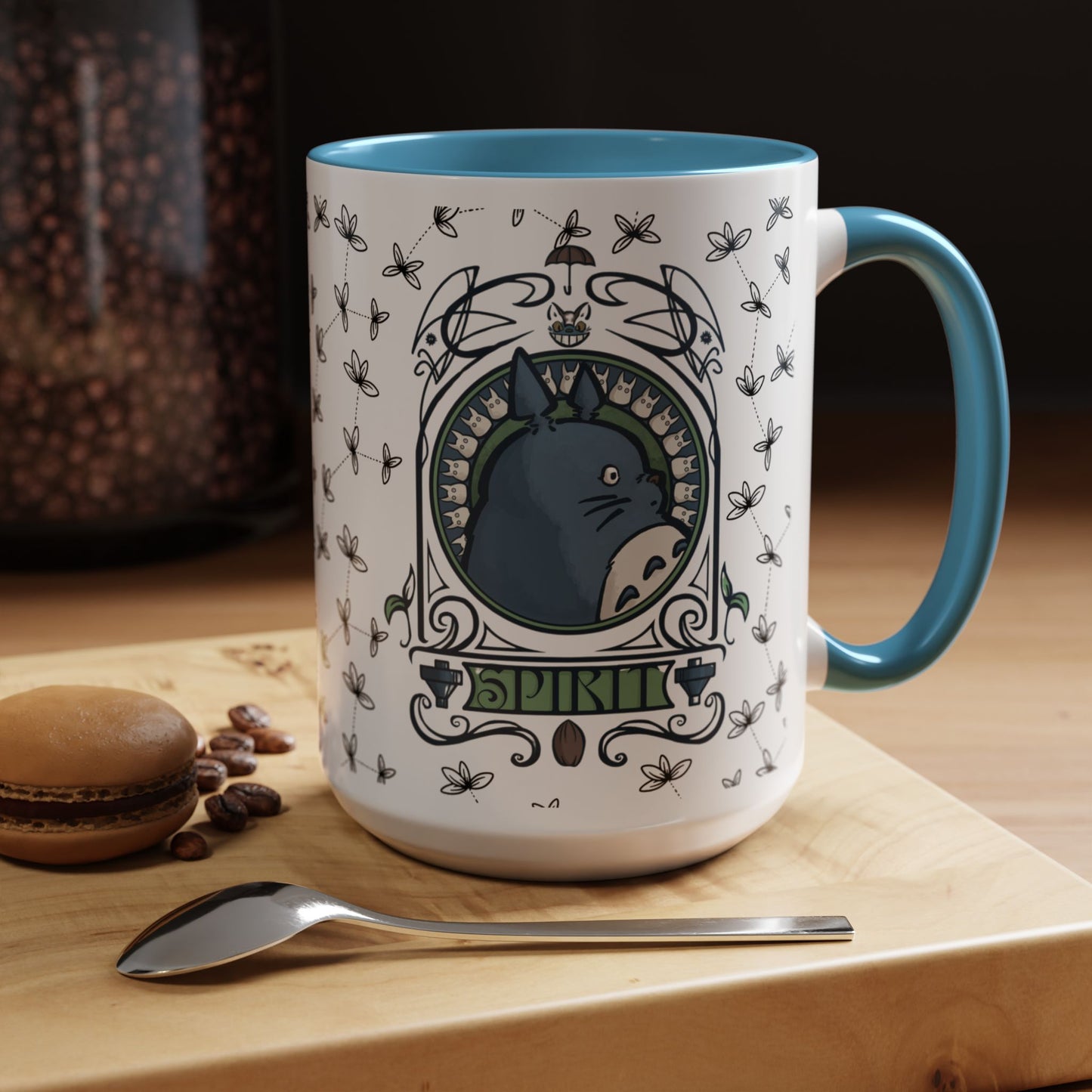 Totoro Spirited Ghibli Accent Handle Mug – 11oz & 15oz Anime Cup – Studio Ghibli Coffee Gift