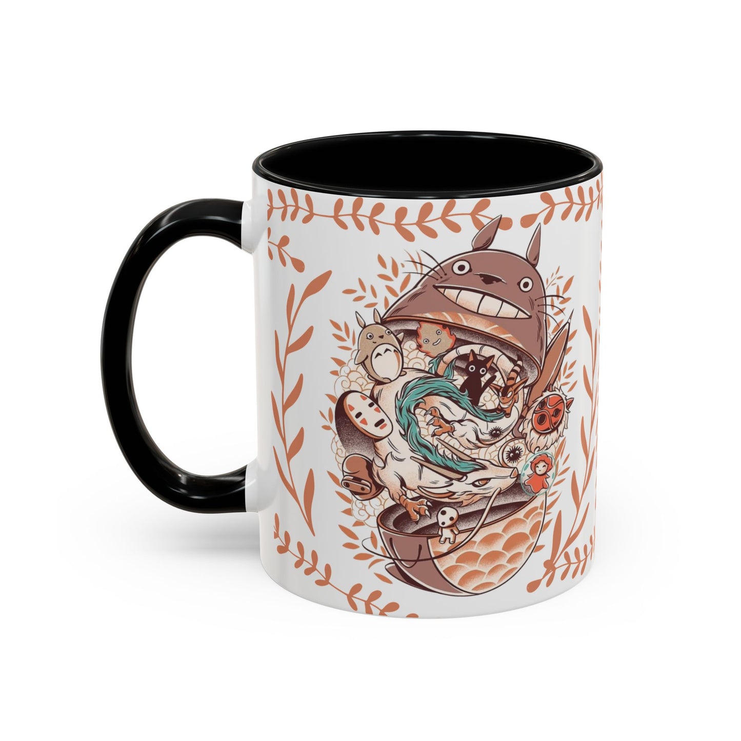Totoro Matryoshka Accent Mug – 11oz & 15oz Studio Ghibli Inspired Coffee Cup with Color Handle