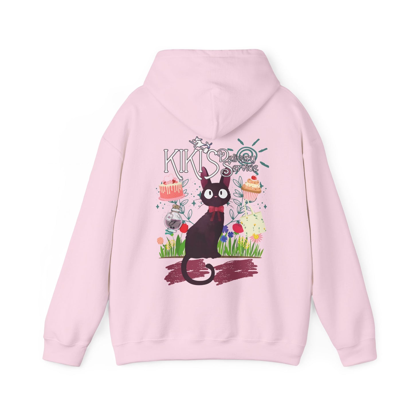 Jiji Collage Back Print Hoodie – 100% Cotton Studio Ghibli Kiki’s Delivery Service Cat Hoodie