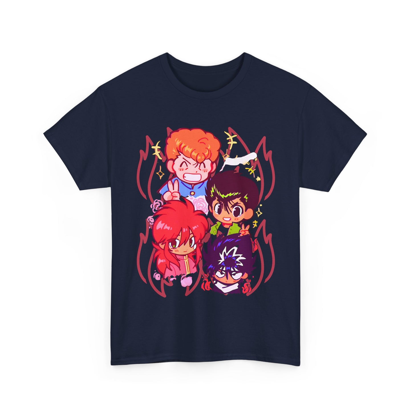 Yu Yu Hakusho T-Shirt – 100% Cotton Retro Anime Tee Featuring Yusuke and Team