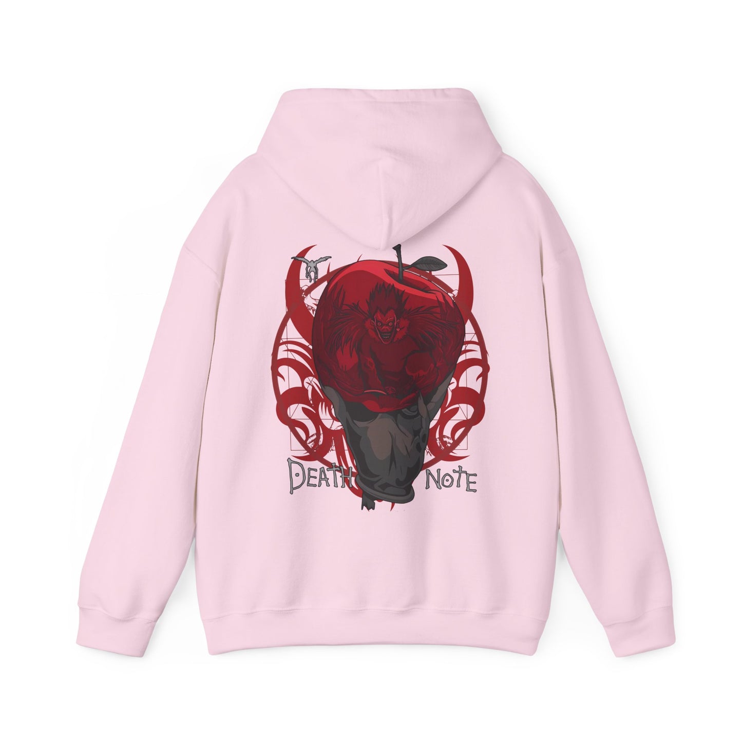Death Note Apple Back Print Hoodie – 100% Cotton Anime Hoodie with Ryuk Red Apple Design