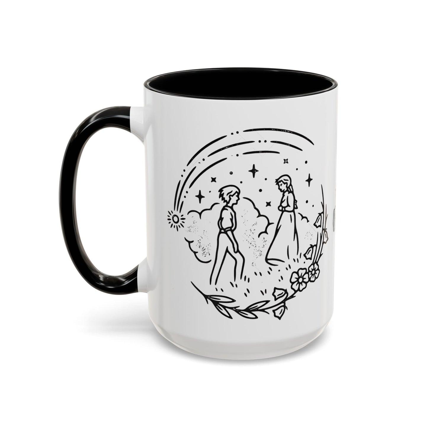 Calcifer Accent Mug – Howl’s Moving Castle Cup with Colored Handle – Studio Ghibli Gift 11oz & 15oz