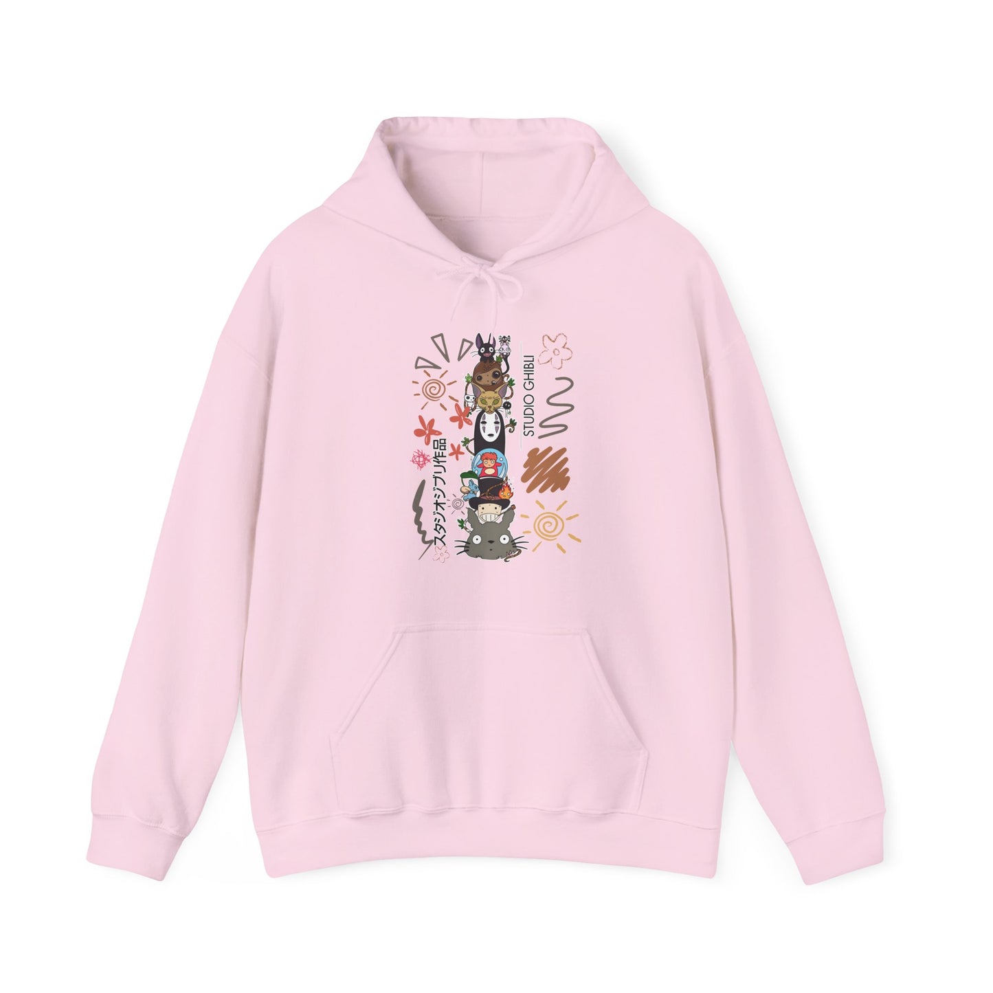 Studio Ghibli Characters Sketch Hoodie – 100% Cotton Anime Hoodie Featuring Totoro, Kiki, and More