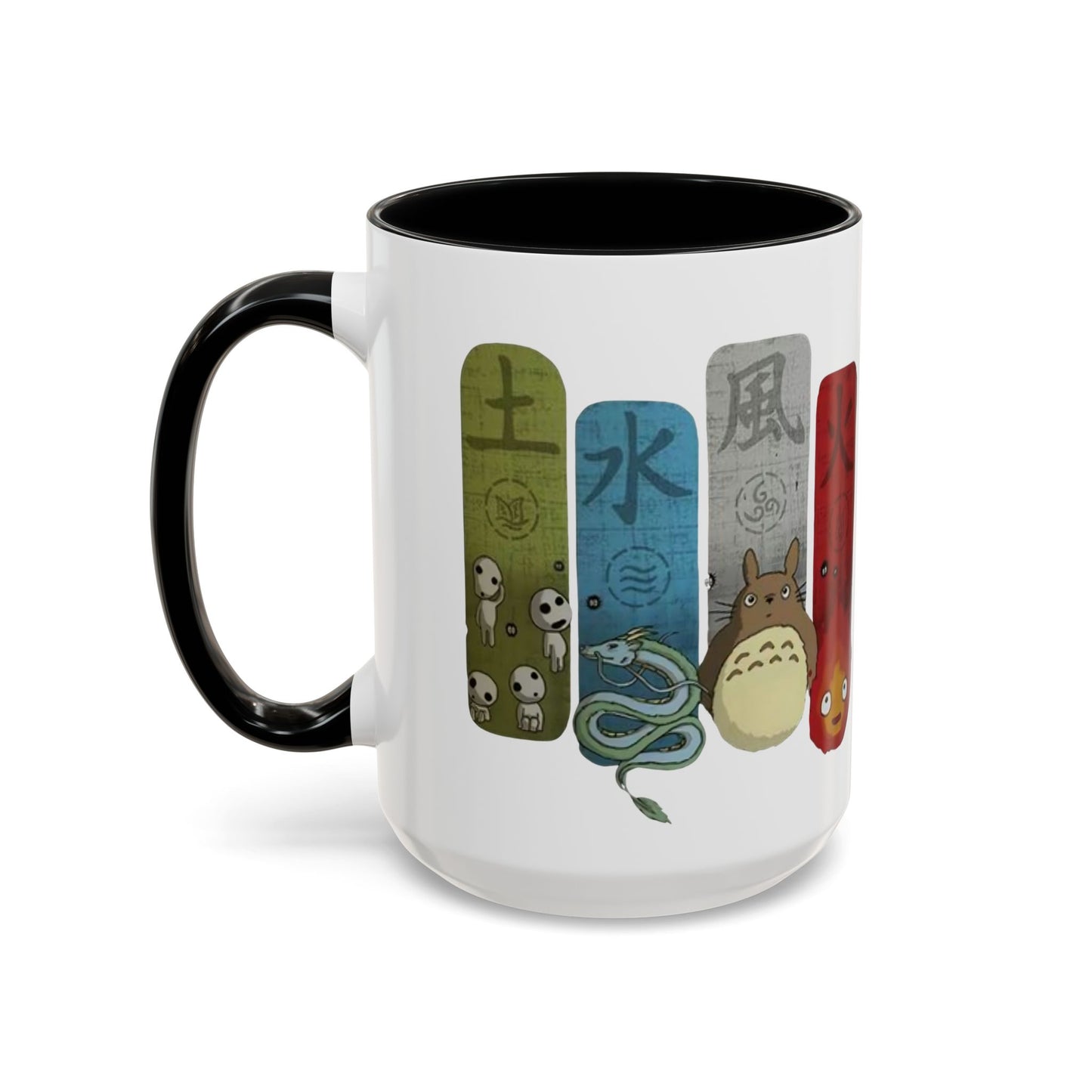 Studio Ghibli Figures Accent Mug – 11oz & 15oz Color Handle Anime Cup – Ghibli Character Coffee Mug for Fans
