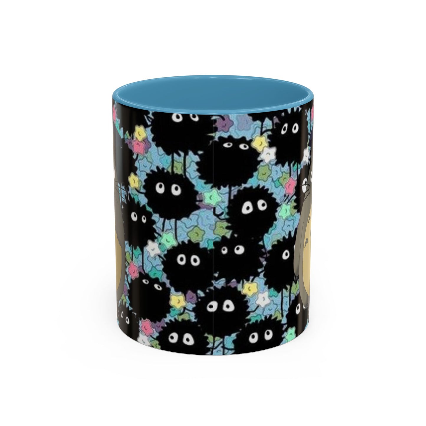 Totoro & Soot Sprites Accent Mug – Studio Ghibli Color Handle Cup – 11oz & 15oz Ceramic Anime Gift