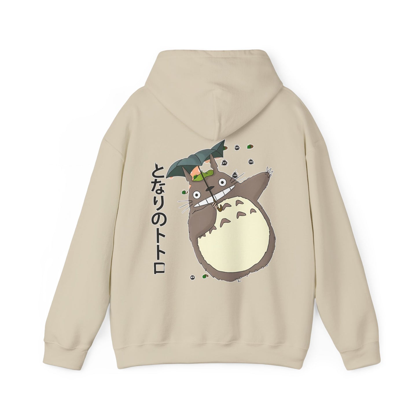 Totoro Funny Face Hoodie with Back Print – 100% Cotton Studio Ghibli Hoodie for Anime Fans