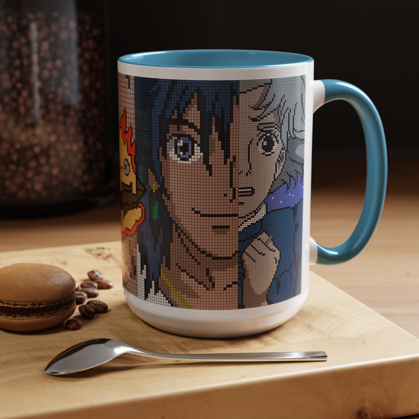 Howl's Moving Castle Pixel Accent Mug – Retro Anime Color Handle Cup 11oz & 15oz – Studio Ghibli Coffee Gift