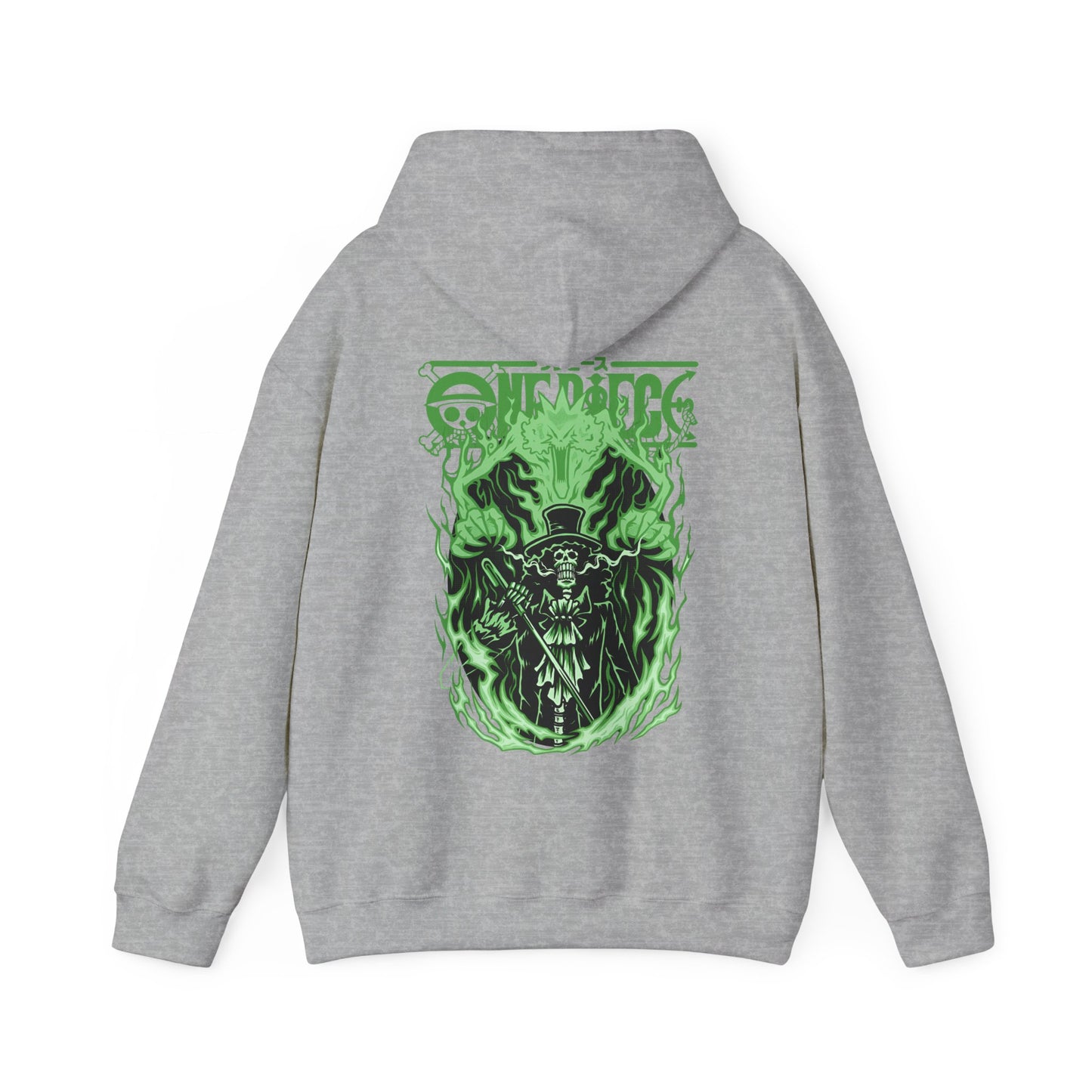Brook One Piece Hoodie with Back Print – 100% Cotton Anime Pullover for Soul King Fans