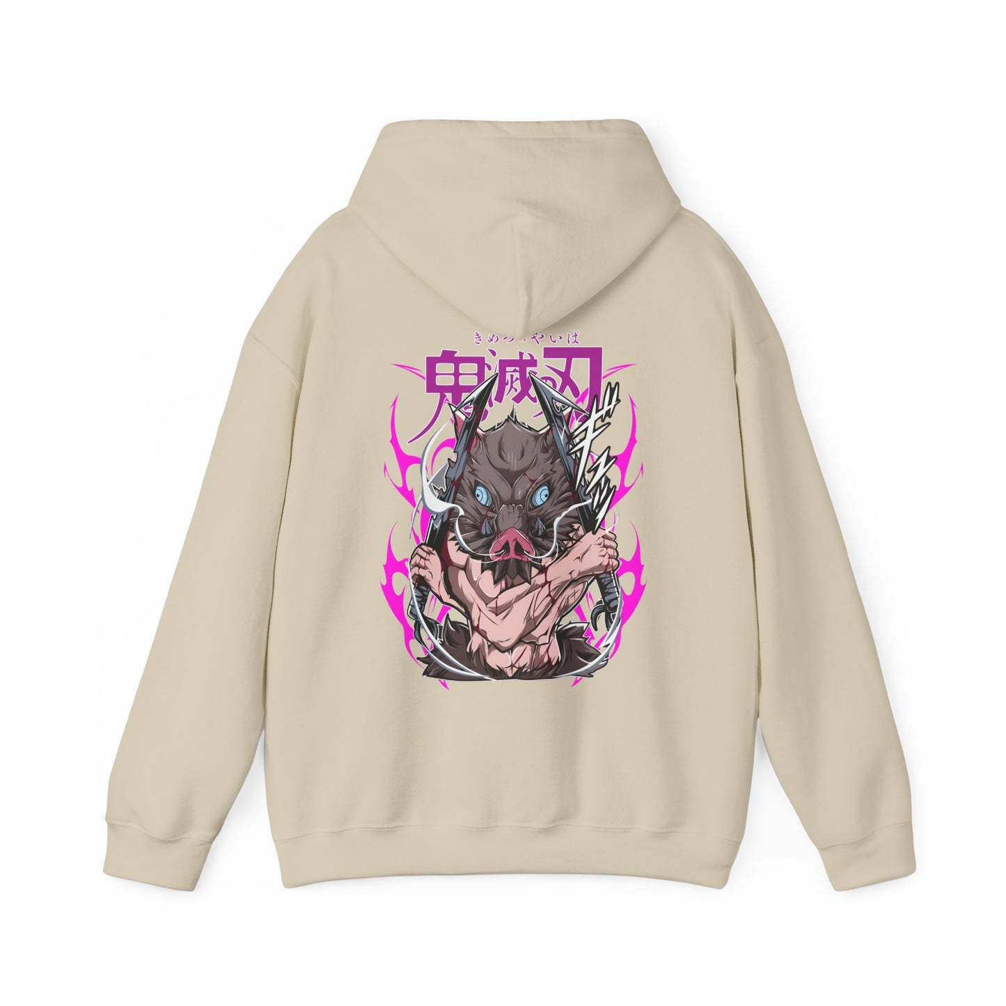 Inosuke Hashibira Demon Slayer Back Print Hoodie – 100% Cotton Anime Hoodie for Boar Head Fans