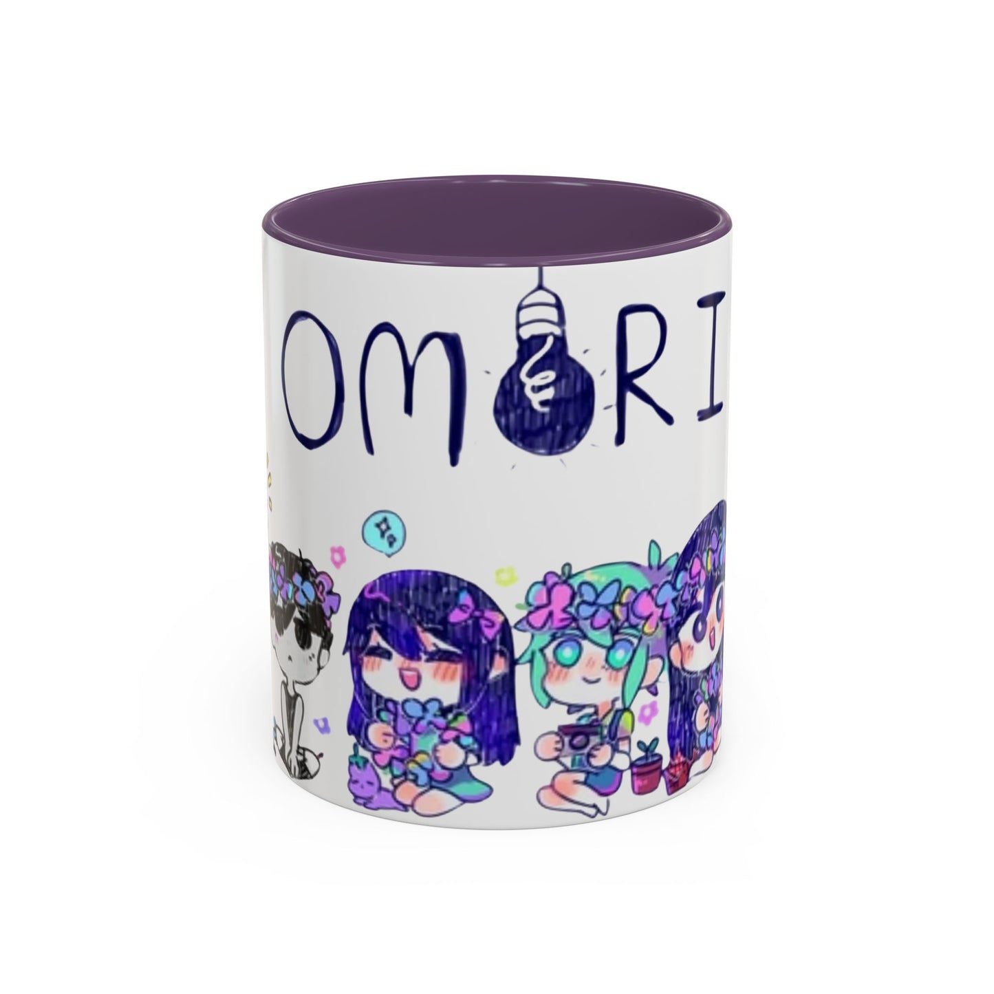 Family Omori Accent Handle Mug – 11oz & 15oz Color Handle Ceramic Cup – Cute Indie Game Gift for Omori Fans