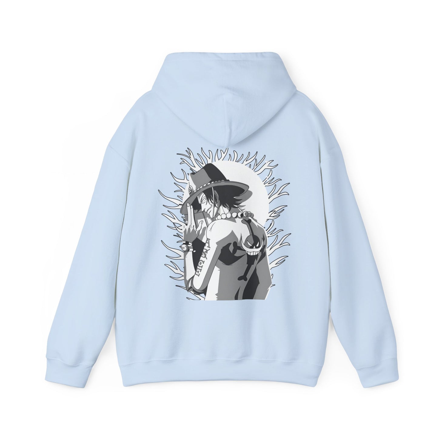 Portgas D. Ace One Piece Back Print Hoodie – 100% Cotton Anime Hoodie for Fire Fist Fans