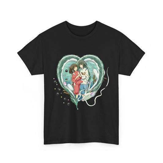 Chihiro and Haku Love T-Shirt – 100% Cotton Spirited Away Anime Shirt for Ghibli Fans