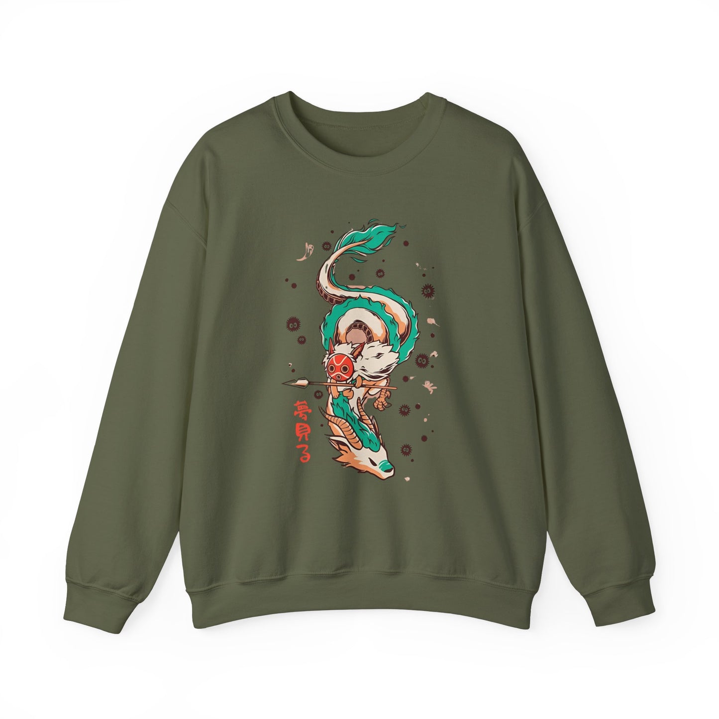 Haku and Princess Mononoke Sweatshirt – 100% Cotton Studio Ghibli Pullover for Anime Fans
