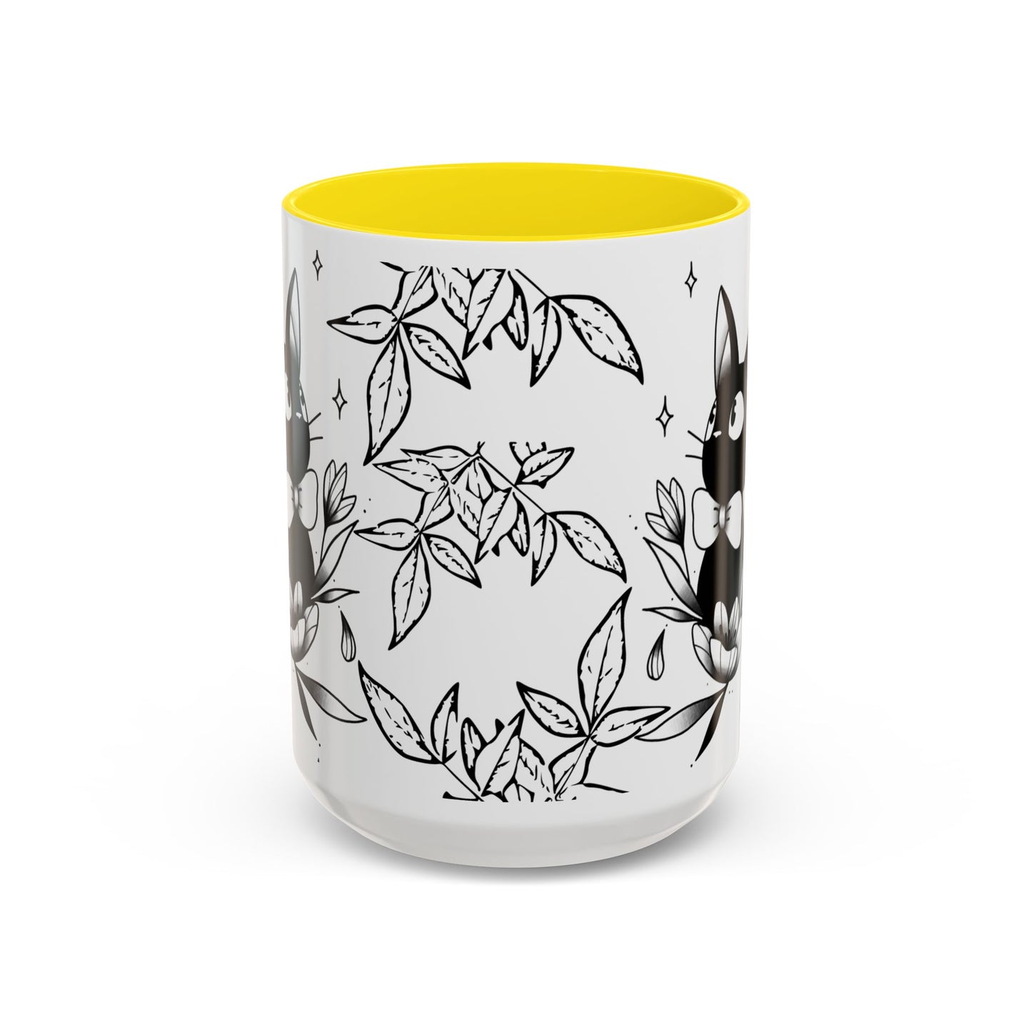 Jiji Cat Studio Ghibli Mug – 11oz & 15oz Accent Handle Coffee Cup – Cute Kiki’s Delivery Service Gift