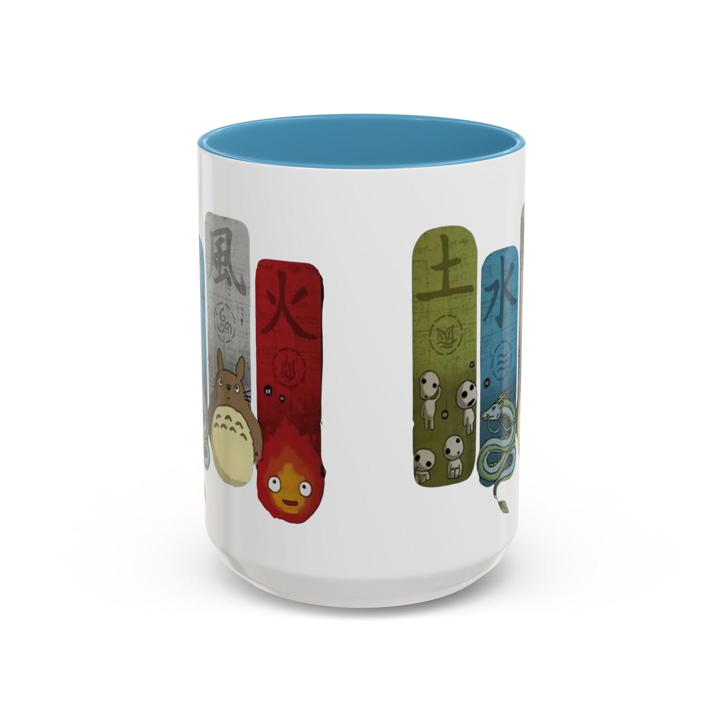 Studio Ghibli Figures Accent Mug – 11oz & 15oz Color Handle Anime Cup – Ghibli Character Coffee Mug for Fans