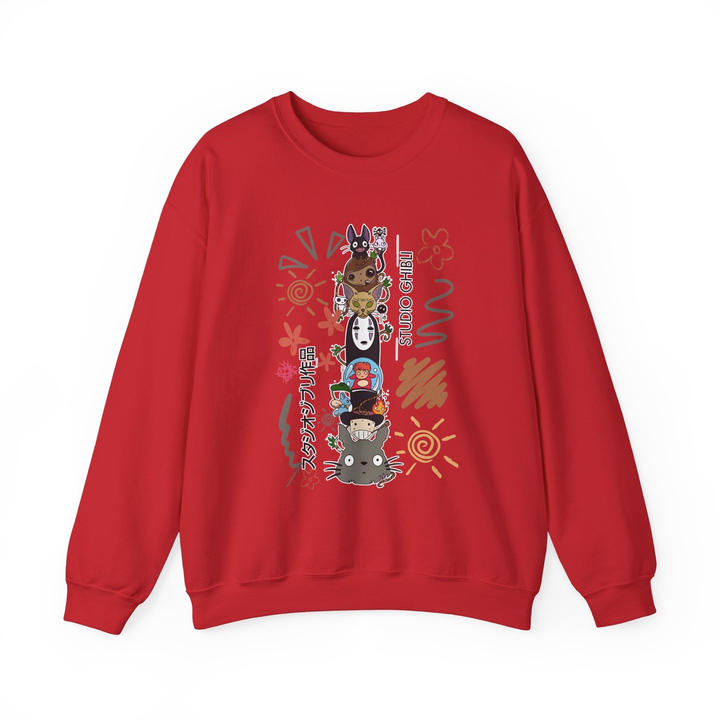 Studio Ghibli Characters Sketch Sweatshirt – 100% Cotton Pullover Featuring Iconic Anime Characters
