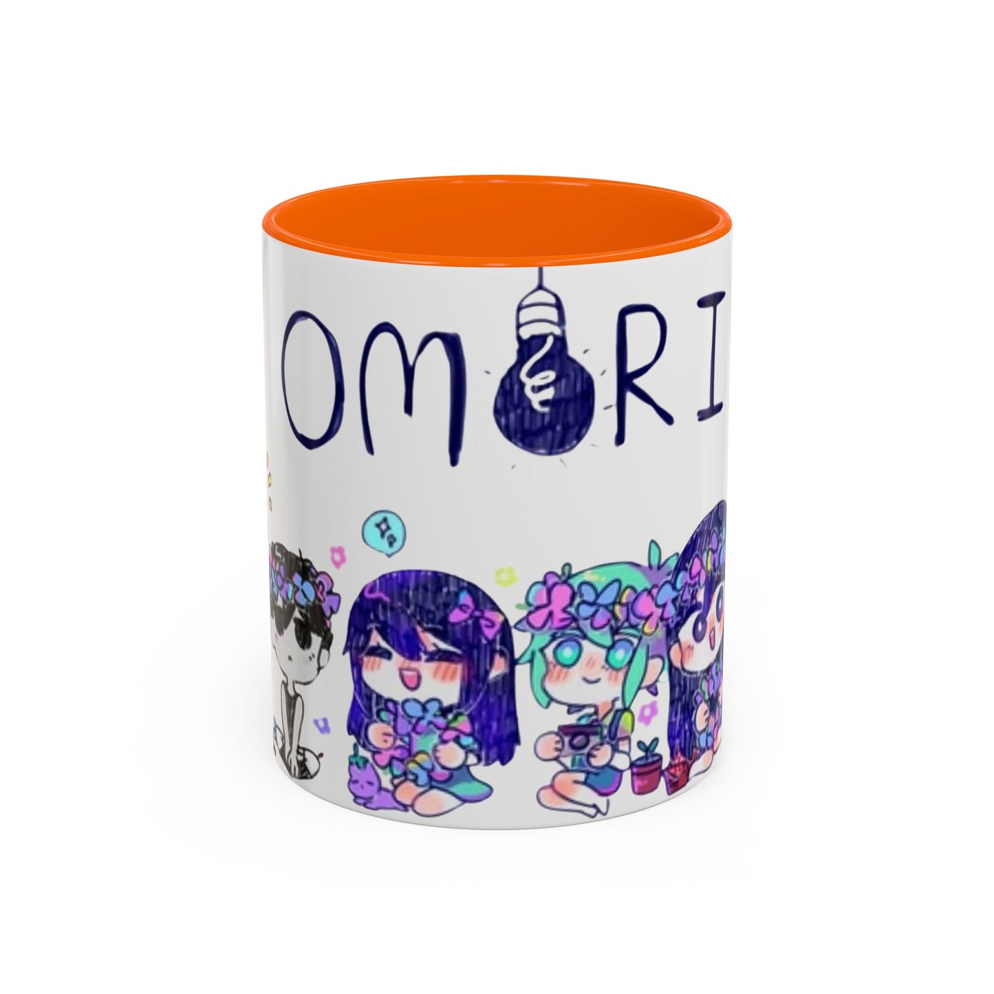 Family Omori Accent Handle Mug – 11oz & 15oz Color Handle Ceramic Cup – Cute Indie Game Gift for Omori Fans