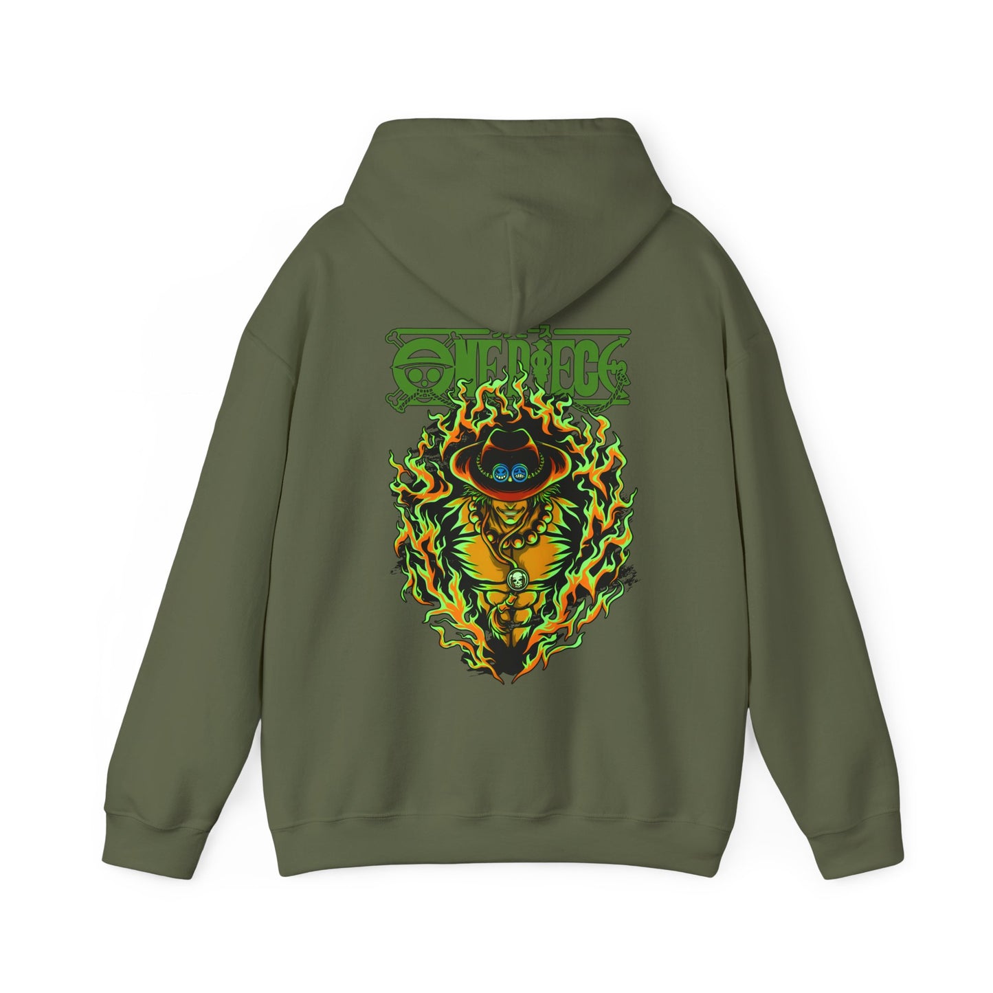 Portgas D. Ace One Piece Back Print Hoodie – 100% Cotton Anime Hoodie for Fire Fist Fans