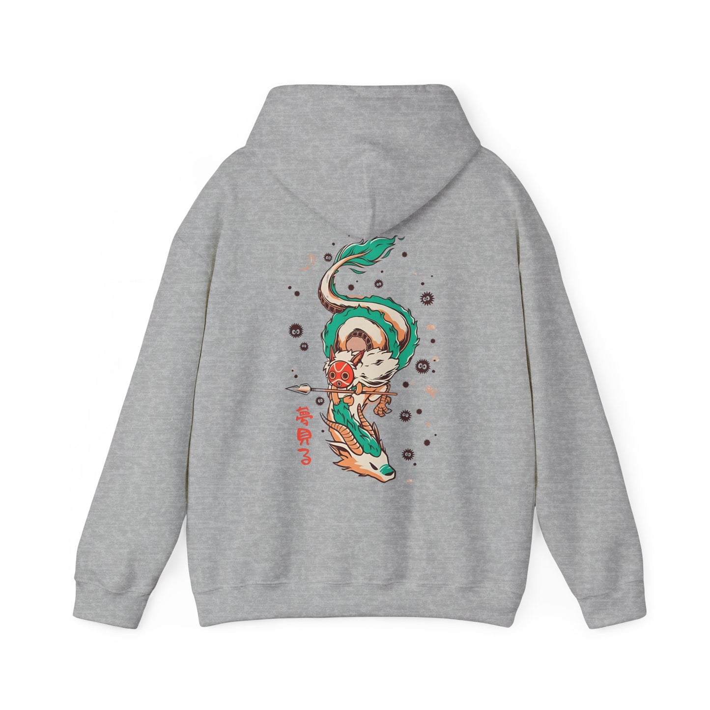 Haku and Princess Mononoke Back Print Hoodie – 100% Cotton Studio Ghibli Anime Sweatshirt