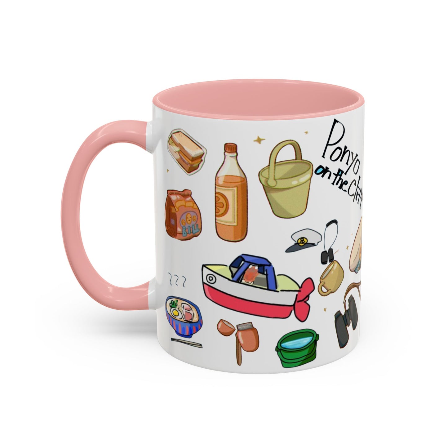 Ponyo Accent Mug – Studio Ghibli Collage Color Handle Cup 11oz & 15oz – Cute Anime Ocean Gift for Fans