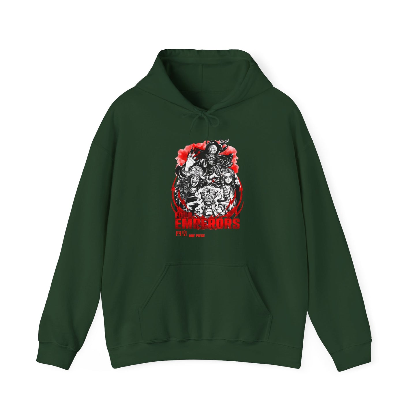 Four Emperors One Piece Hoodie – 100% Cotton Pullover Featuring Yonko Legends