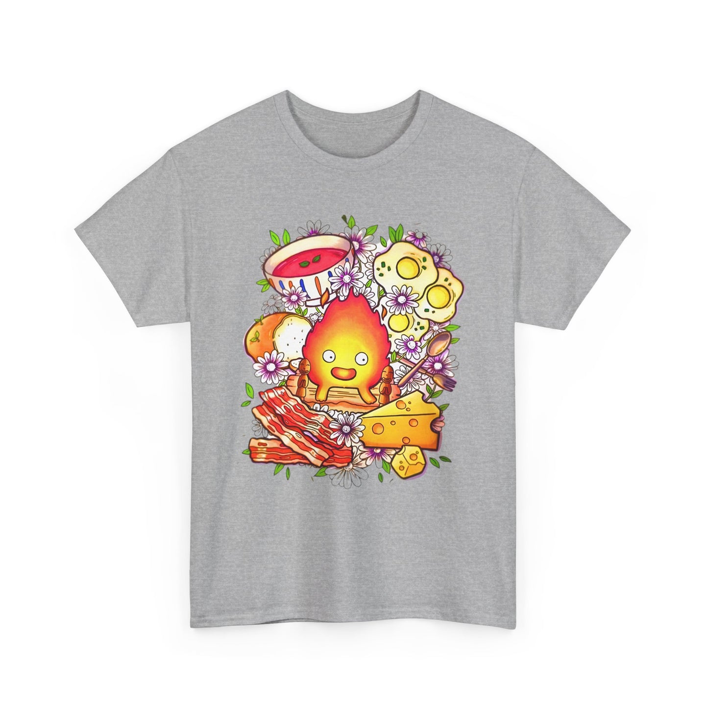Calcifer Breakfast Ghibli Art T-Shirt | 100% Cotton Howl’s Moving Castle Tee