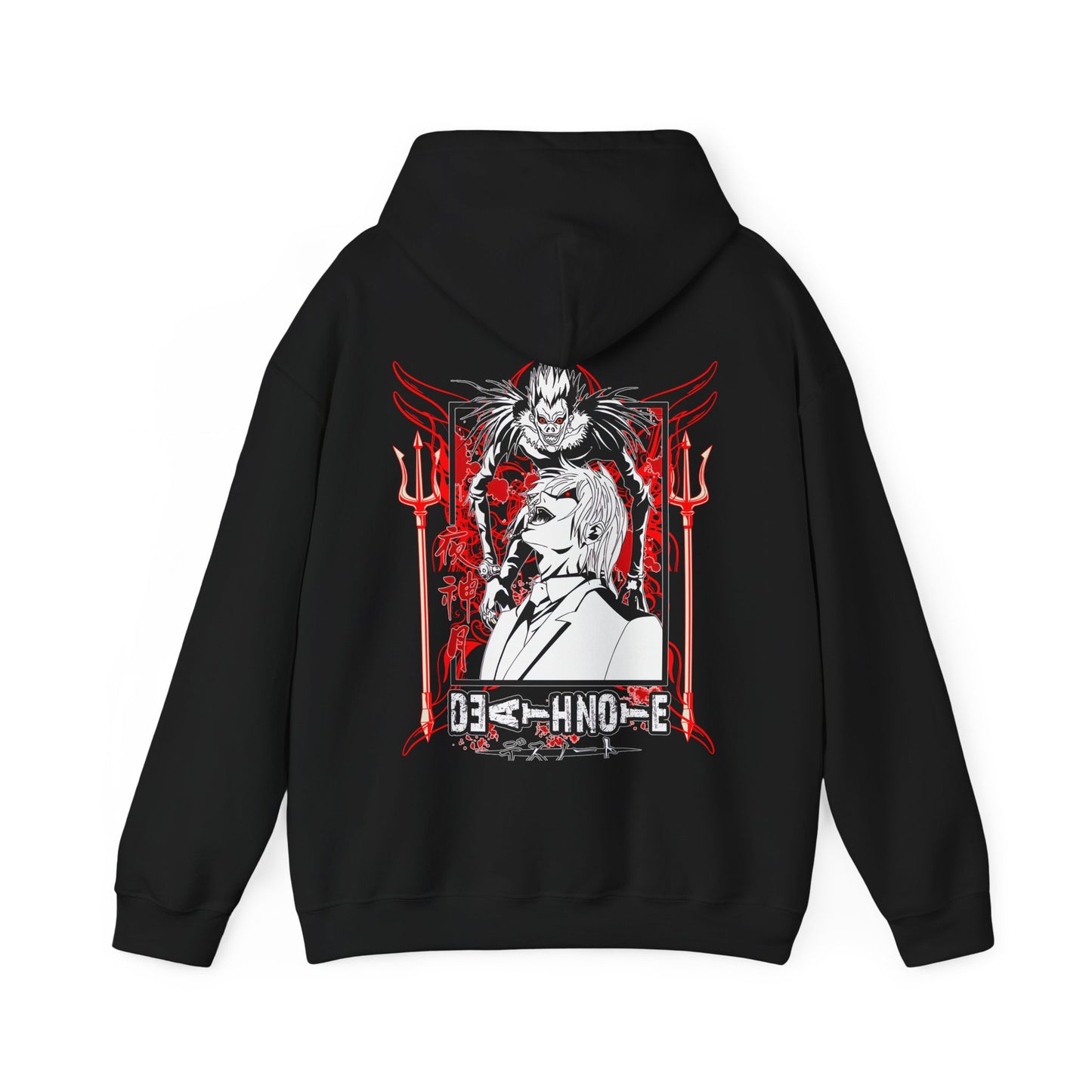 Death Note Back Print Hoodie – 100% Cotton Anime Pullover Featuring Ryuk, Light & L