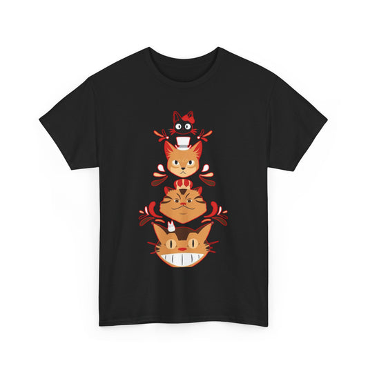 Ghibli Cats T-Shirt – 100% Cotton Anime Cat Lover Tee