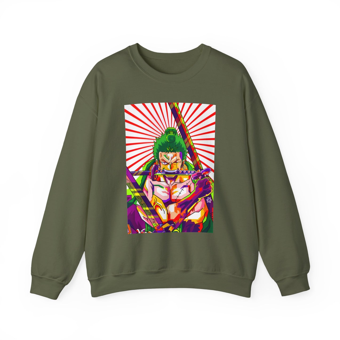One Piece Zoro Style Sweatshirt – 100% Cotton Anime Pullover for Swordsman Fans