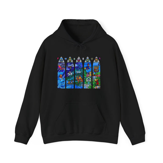 Studio Ghibli Stained Glass Hoodie – 100% Cotton Anime Hoodie with Vitral-Inspired Ghibli Art