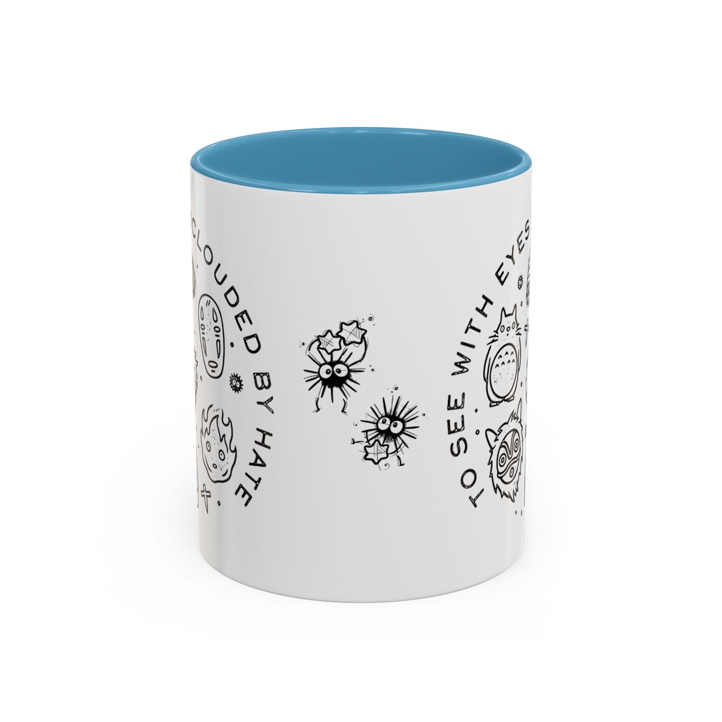 Universe Ghibli Accent Mug – Color Handle Anime Coffee Cup – 11oz & 15oz Studio Ghibli Ceramic Mug Gift