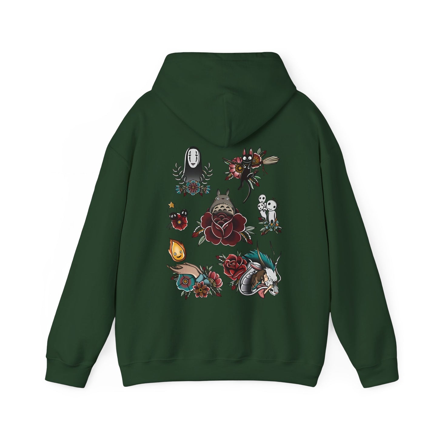 Studio Ghibli Characters Back Print Hoodie – 100% Cotton Anime Pullover Featuring Iconic Ghibli Designs