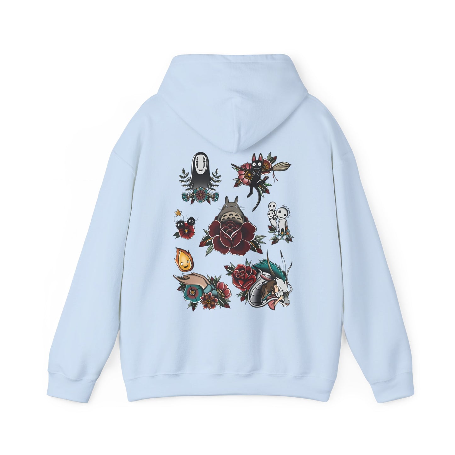 Studio Ghibli Characters Back Print Hoodie – 100% Cotton Anime Pullover Featuring Iconic Ghibli Designs